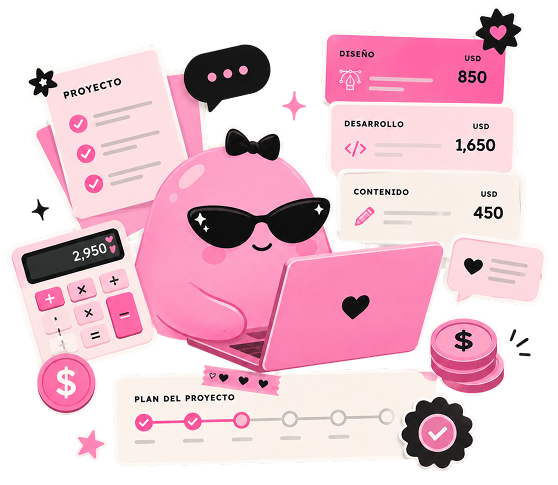 Ilustración de la calculadora de presupuesto Las Girls+